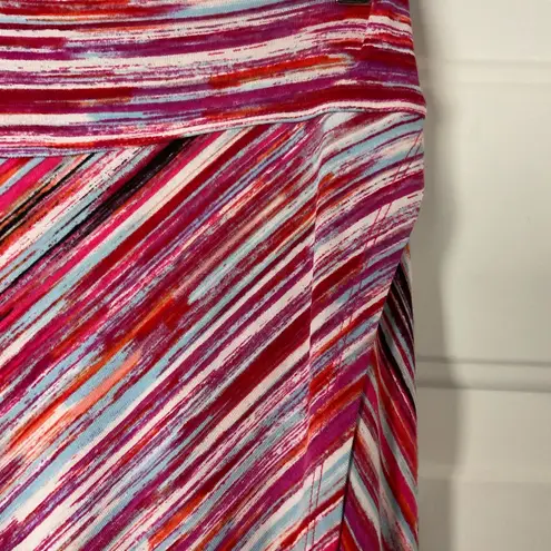 Faux Wrap Jersey Knit Stripe Midi Skirt Size Small Pink