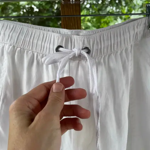 Nicole Miller  Women's White 100% Linen Cargo Joggers Size XL