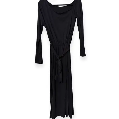 White Birch size small women's black long sleeve dress with belt maxi dress