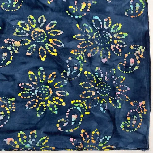Batik Bandana Scarf Floral Paisley Blue Colorful Hippie Boho Unisex Cotton Artsy