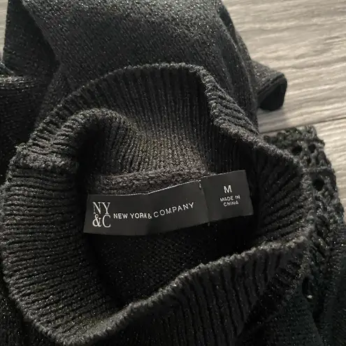 New York & Company Black Cold Shoulder Sweater Cutout Knit Size M Size M