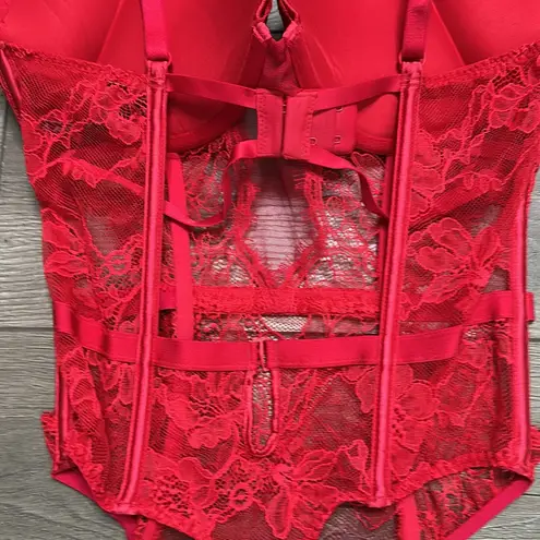 Victoria's Secret Victoria’s Secret Bombshell Red Lace Teddy Bodysuit (Flaw) Size‎ Large