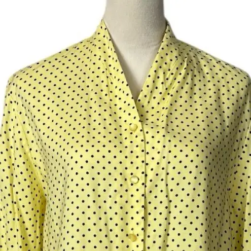 Pendleton Vintage 2 Piece Skirt Blouse Set Yellow Polka Dot Women’s Size 12/14P