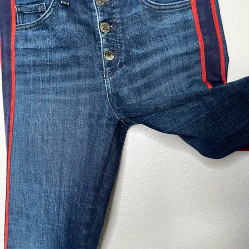 Veronica Beard Carolyn 10” bootcut red tuxedo stripe high rise jeans size 27