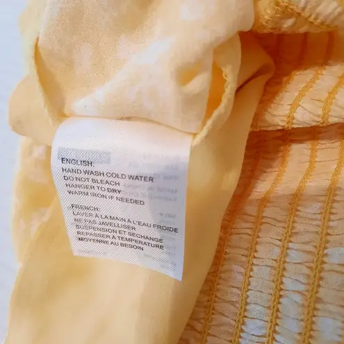 Sophie Rue Crop Top Women Size XL Extra Large Yellow White Puff Sleeve Blouse