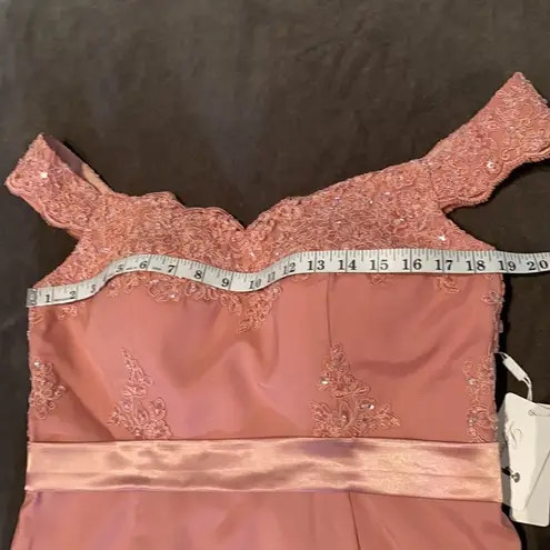 Women’s Dusty Pink Full Length Party Formal Dress Small Train Size 14 NWT