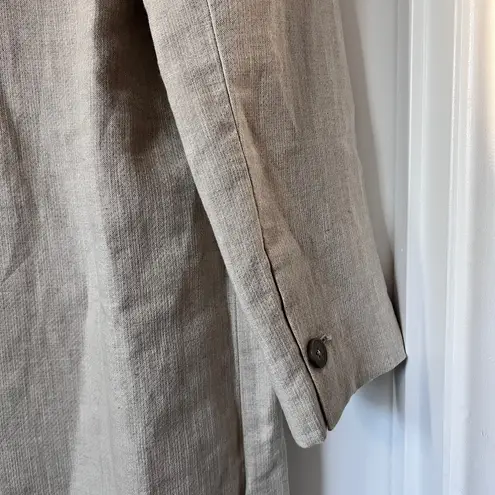 Jenni Kayne Linen Cotton Blend Trench Coat Natural Beige XL Women’s Long Belted White