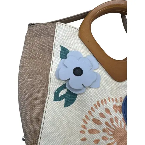 Relic Vintage Womens tan beige Canvas Floral Shoulder Bag SKU 7334