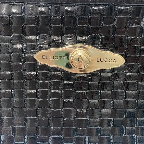 Elliott Luca Black Leather Textured Shoulder Bag with Glossy Finish