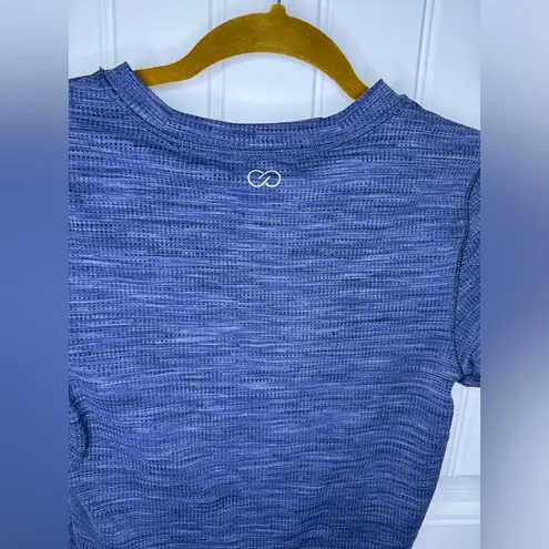 Calia by Carrie Underwood Ardosia Slate Cropped Ribbed Short Sleeve Top Blue Size M