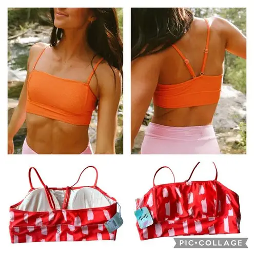 NWT Nani paintbrush surf crop orange and white size large