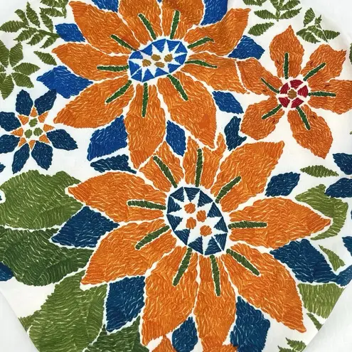 Farm Rio NEW  Swimsuit One Piece High Neck Cutout Floral Blue Geometric Size XL