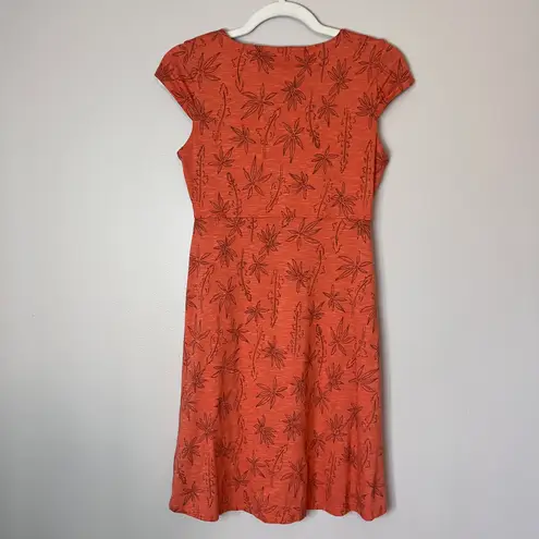 Toad & Co Rosemarie Organic Cotton A-Line Empire Waist Dress Orange Floral