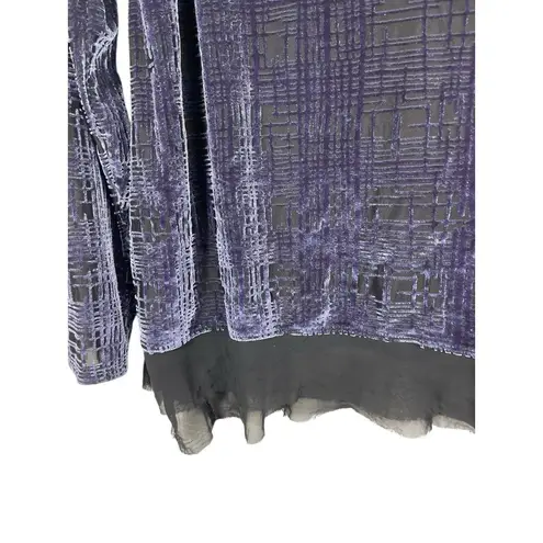 Simply Vera Wang Purple Black Velvet Burnout Long Sleeve V