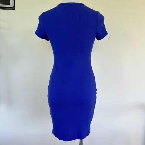 Guess  Lana Ribbed-Knit Bodycon Dress MEDIUM BLUE Tanzanite Short Sleeve