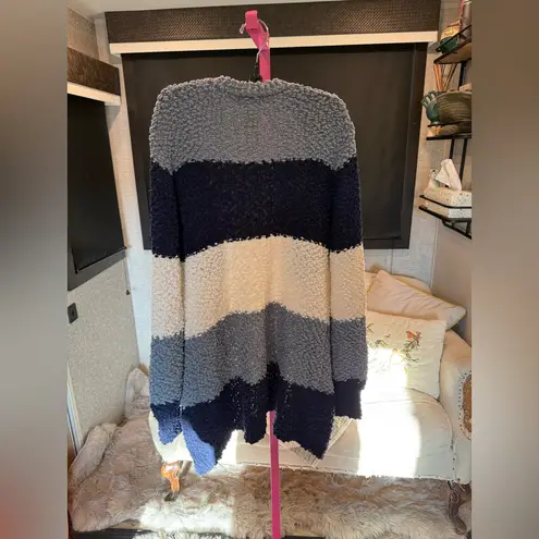 Zenana Outfitters NWT Women's Cozy Striped Cardigan - Navy, Gray, Cream Large