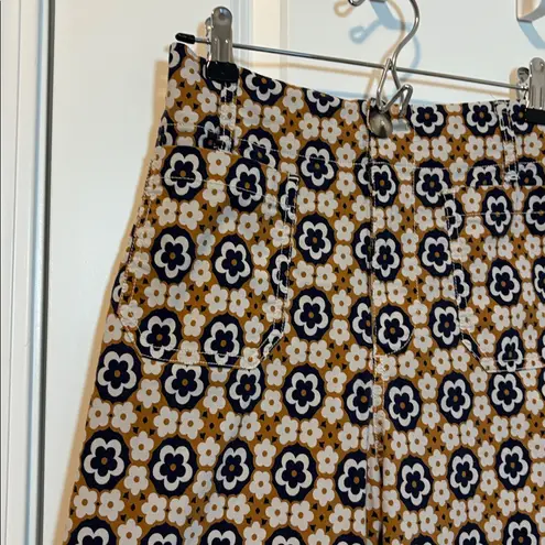 Maeve Anthropologie Colette Cropped Wide Leg Pants 70s Floral Hippie Sz 27 p