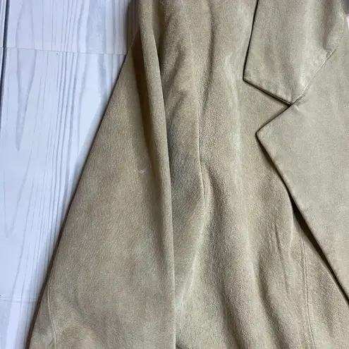 90s Vintage Suede Leather Blazer Jacket Light Tan Neutral Denim & Co Large