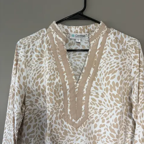 CooliBar Shirt Dress M Beige Animal Print UPF 50+ Sun Protection Midi Size M