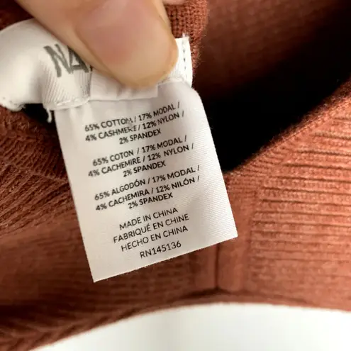 Naadam Reversible Cashmere Blend Ribbed Twist Dress Size Small Orange