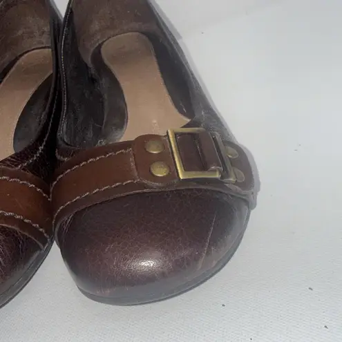 Nurture Brown Leather Ballet Flats Slip On Comfort Work Travel Minimalist Shoes Size 9.5