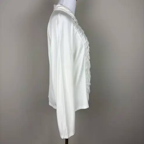 Carlo Colucci Cardigan Jacket Womens 46 Ivory Full Zip Up Pleated Long Sleeve XL