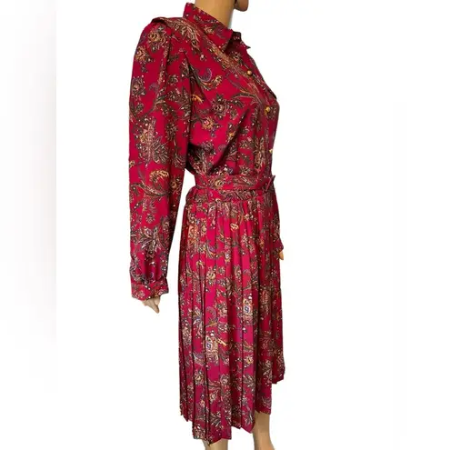 Andrea Gayle Petites Vintage 90s Red Eclectic Paisley Floral Secretary Dress Size 12