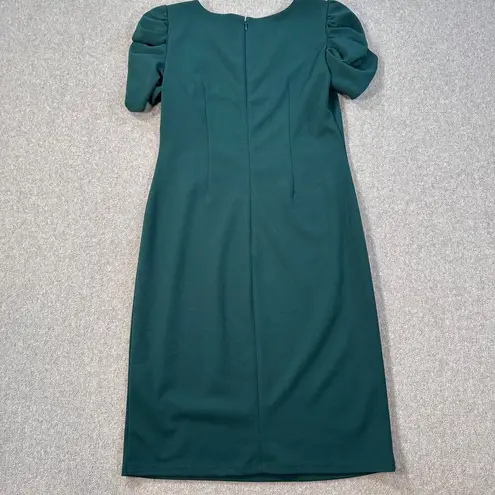 Shelby & Palmer Green Puff Sleeve Sheath Dress Women's 8 Midi High Neck