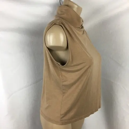 Magaschoni  Silk Tan Sleeveless Turtleneck Top M