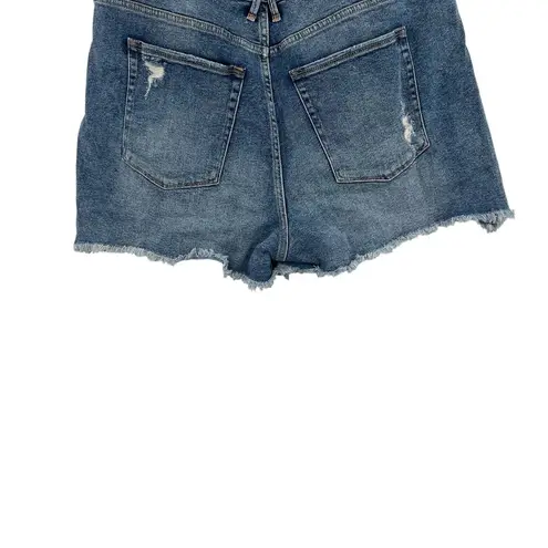 Good American  Bombshell Shorts Distressed Cutoff Denim‎ Stretch Blue276 Size 16