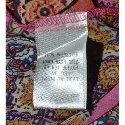 ee:some Mixed Print Floral Boho Balloon Sleeve Button Front Blouse Size M