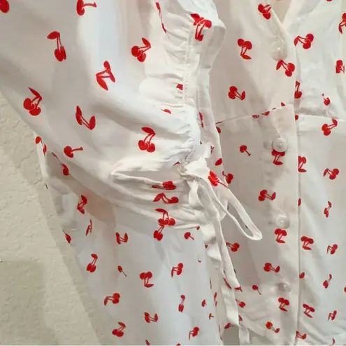 The Good Jane Cherry Pop Lover Top Blouse Size Small NWT White