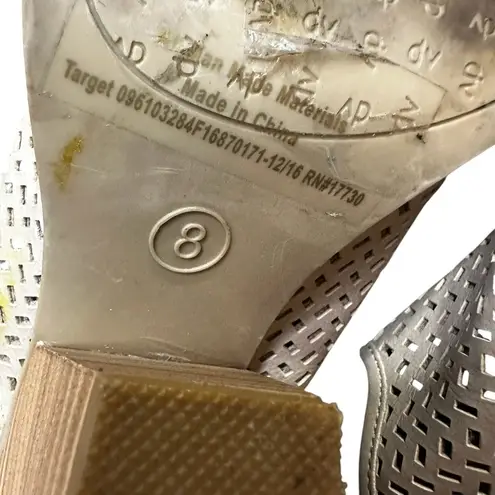 Dolce Vita Kenli Mule Stacked Heel Bootie Perforated leather slip on Size 8 Tan