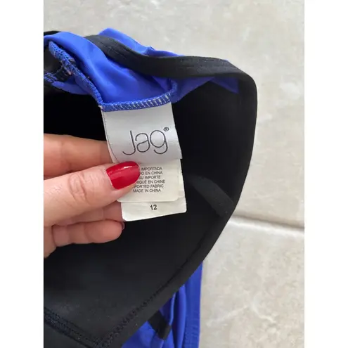 JAG Swimsuit Womens 12 Blue Black One Piece Slimming Beach Coastal Tropical Swim