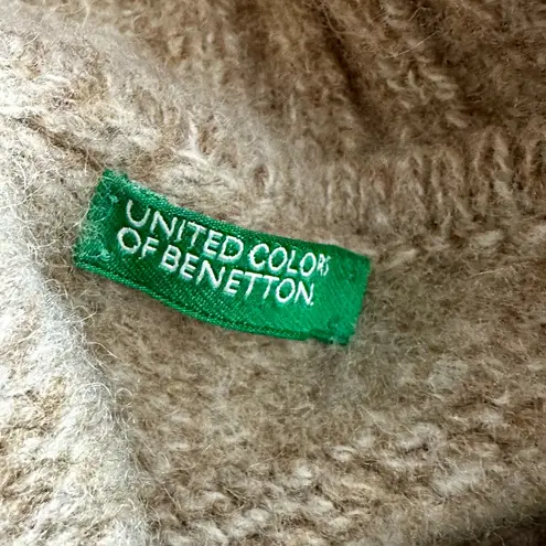 United Colors Of Benetton Oatmeal Wool Knit Sweater Cozy Cabincore Woodsy Fall