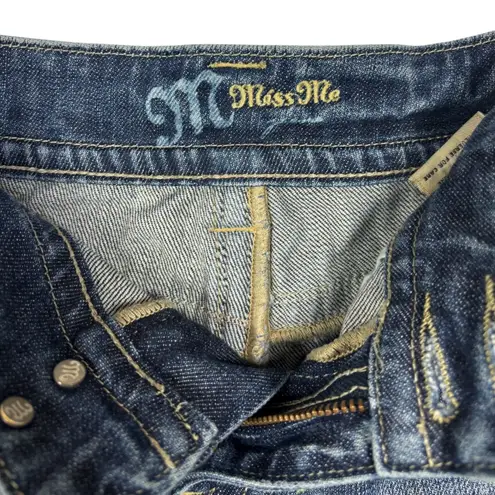 Miss Me Blue Denim Micro Mini Skirt Plaid Pockets Distressed Jean Y2K Sz M West Size M