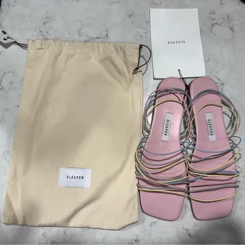 NWT Sleeper Macaroni Strappy Sandals Pastel Pink Sz 39 $220