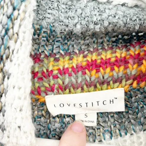 Lovestitch Fall Lagenlook Striped Open Front Wool Blend Knit Cardigan Size S