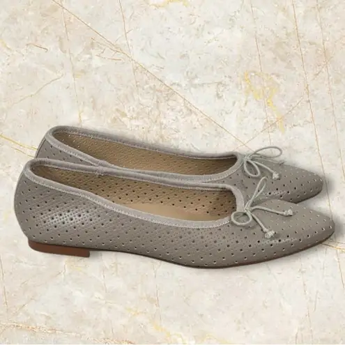 Emerald Label Perforated Taupe Ballet Flats Size US 10 / EU 41 Comfortable Chic Tan