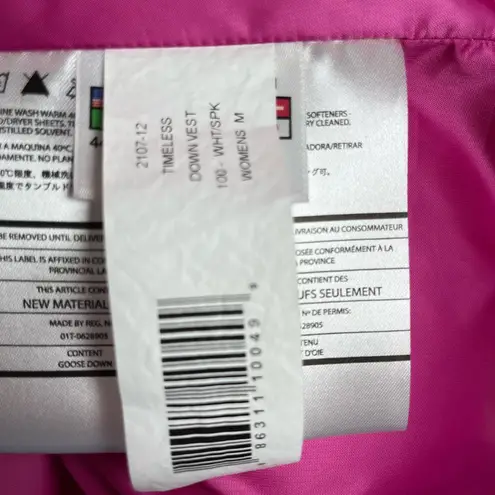 Spyder Women’s Timeless Down Vest White Shimmer / Spark Pink Lining Size M