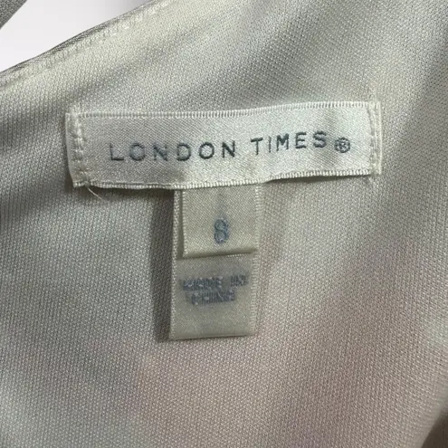 London Times Satin Dress Women's Size 8 Floral Ruched One Shoulder Midi Formal - Image 11