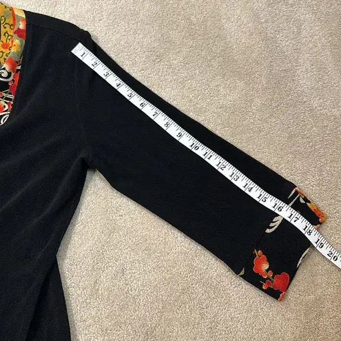 Soft Surroundings Kimono Jacket Women Medium One Button Floral Black Lightweight