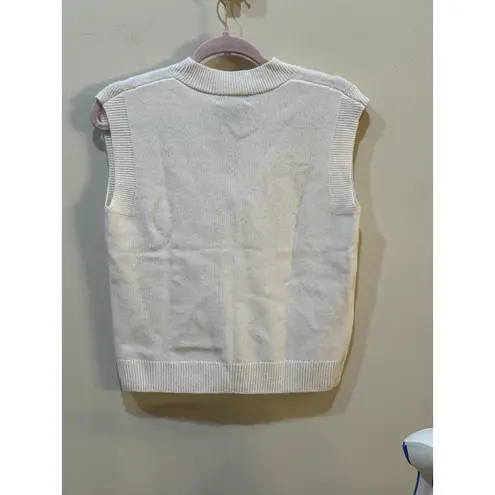 C by Bloomingdale's Cashmere Buttoned Vest Ivory Cardigan Size XS