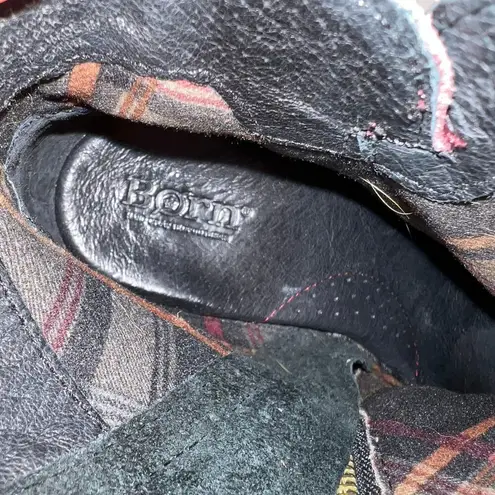 Born Gillian Moto Leather Ankle Boots Block Heel Zip Burgundy Aubergine Size 7M Red