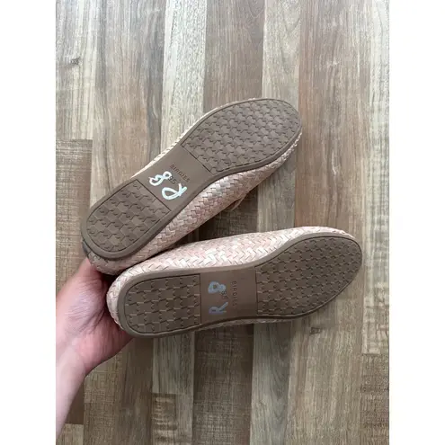 Birdies Womens Starling Woven Leather Loafer Flats Pink Weave Intrecciato sz 8.5