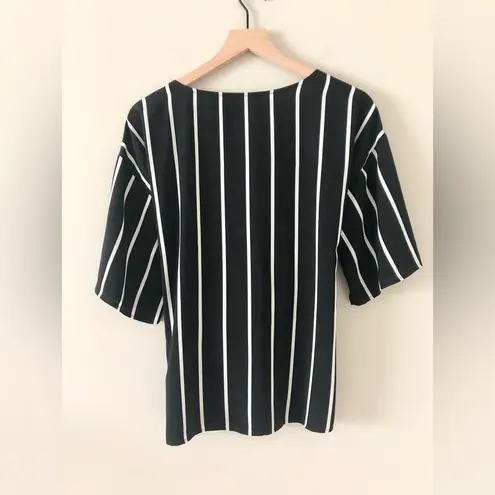 West Kei  Julianne Tie Front Blouse in Black and White Stripe - Size M