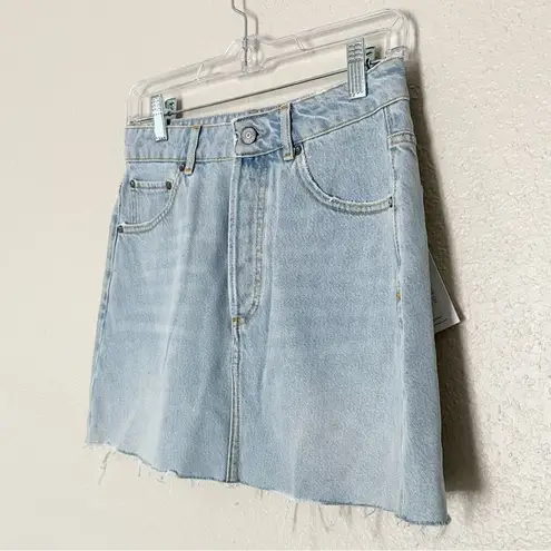 Boyish The Corey Denim Mini Skirt Raw Hem Sunrise Size 26
