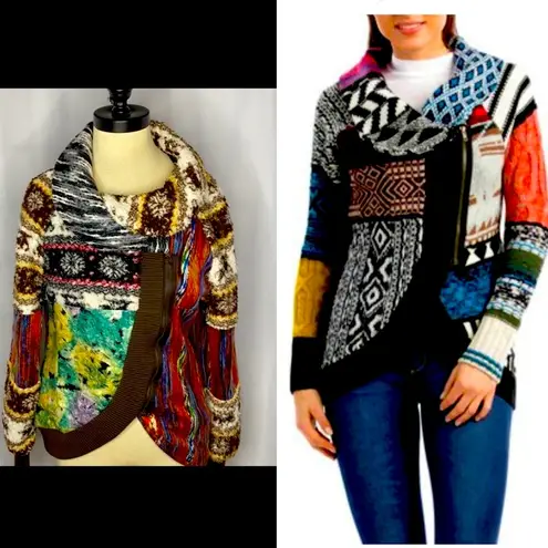 Adore Boho Artsy Patchwork Cowl Jacket Sz S