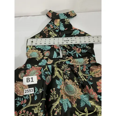 Womans Vava Voom M Black Multicolor Embroidered Floral Fit N Flare Mini Dress Size M