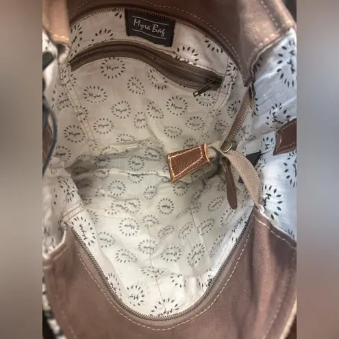 Myra Hairon & Cotton Rug Shoulder Crossbody Bag NWT Boho Western Cowhide Brown